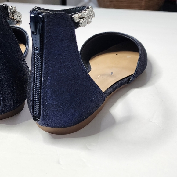 Copper Keys Women's Ankle Strap Rhinestone Point Toe Glitter Navy Flats Size 6 - Picture 8 of 8